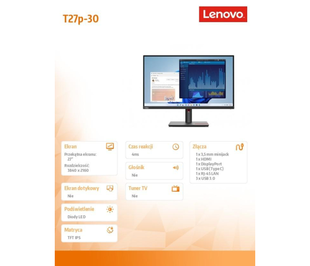 Lenovo ThinkVision T27p-30 - 1145577 - zdjęcie 6